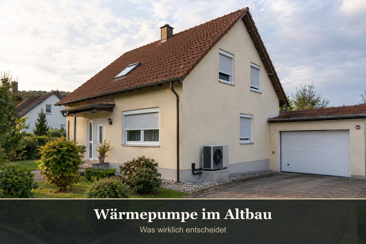 Einfamilienhaus aus den 1990er-Jahren mit Wärmepumpe neben der Hauswand
